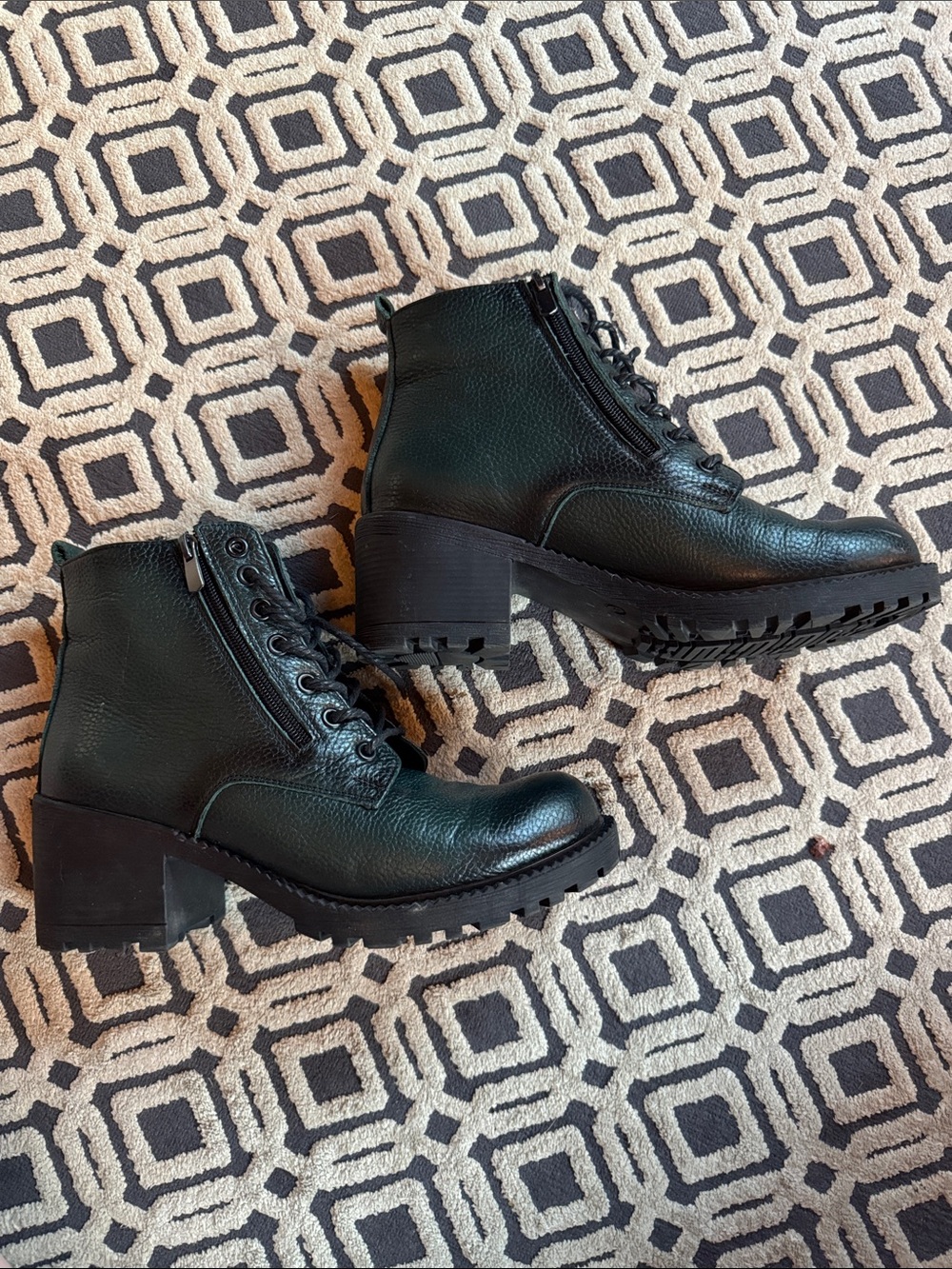 Spring Step Women's Dark Green Lace-Up Leather Ankle Boots